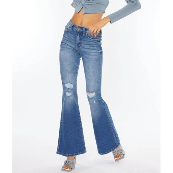 KanCan Denim - Kancan Blue Jeans Size 29X32 Flare High Rise Distressed Stretch